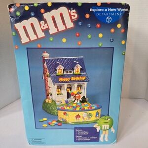 *RARE* NEW SEALED Department 56 M&M HAPPY BIRTHDAY LIGHTED‎ HOUSE & Candy Dish!